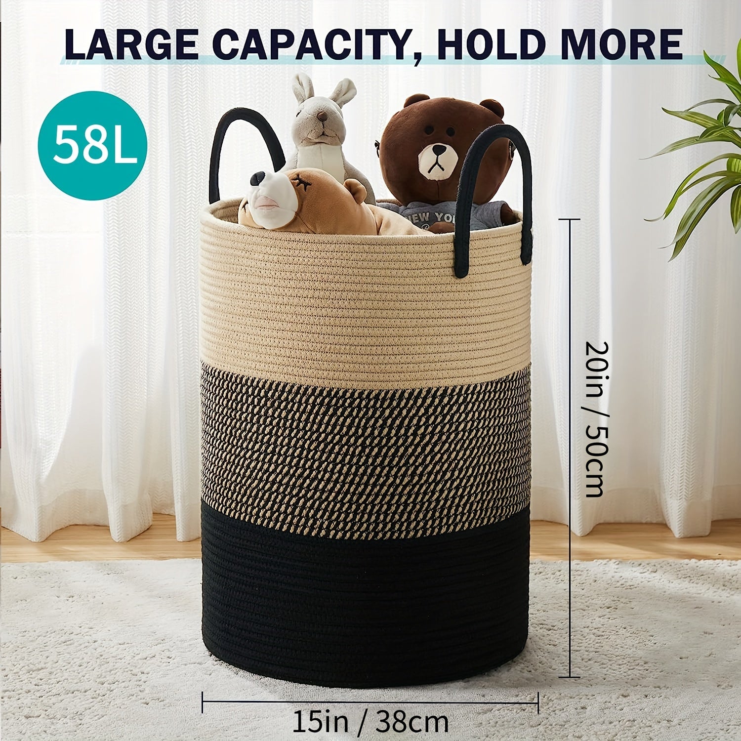 Large Laundry Hamper Basket with Handles | Modern Farmhouse Style