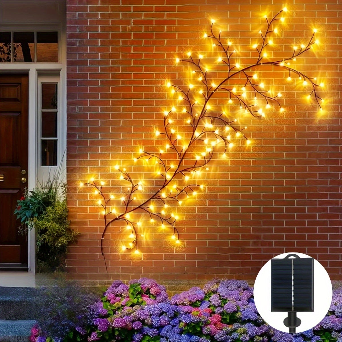 Solar Willow Vine Wall Lamp | 96 LED Fairy Lights with 8 Modes
