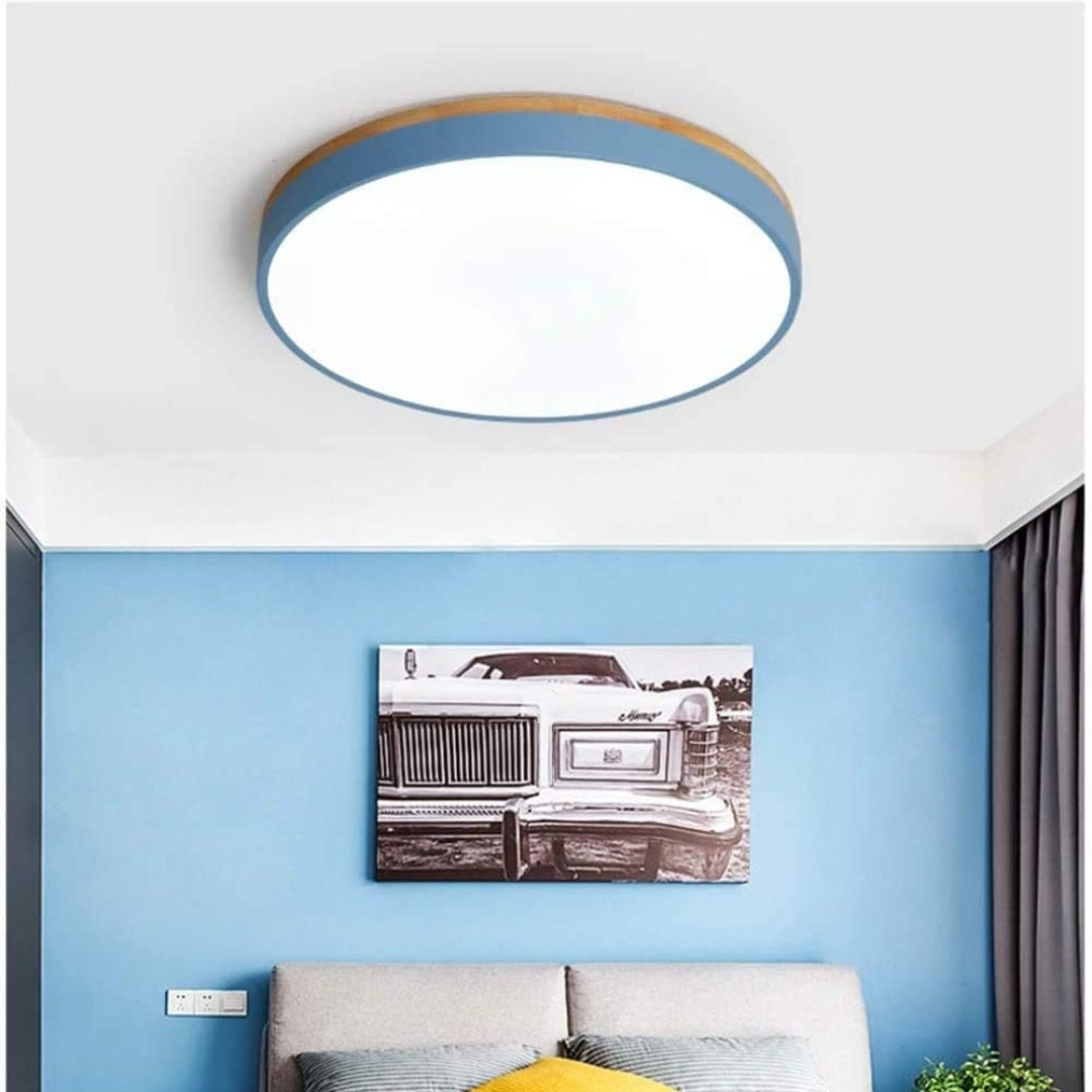 Wooden Ceiling Light | Modern Round Flush Mount Lamp