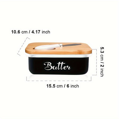 Metal Butter Dish with Lid | Countertop Butter Keeper with Knife