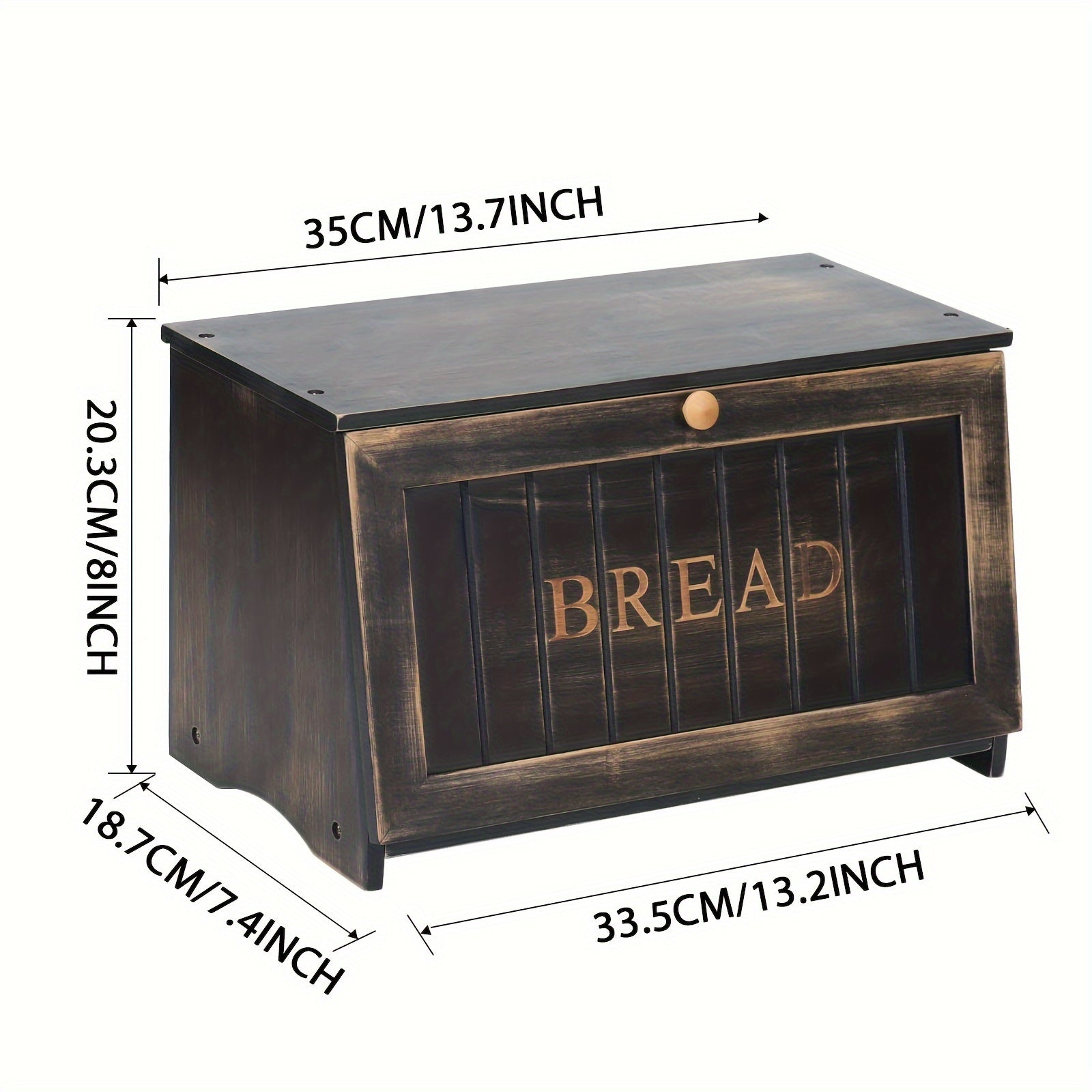 Vintage Wooden Bread Box | Black Large-Capacity Food Storage