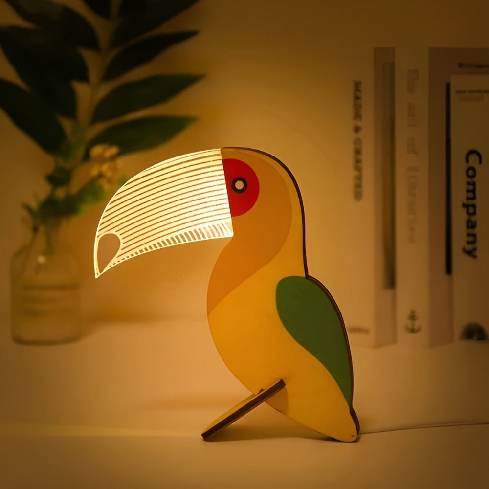 Wooden Animal Table Lamp | Soft LED Night Light for Kids
