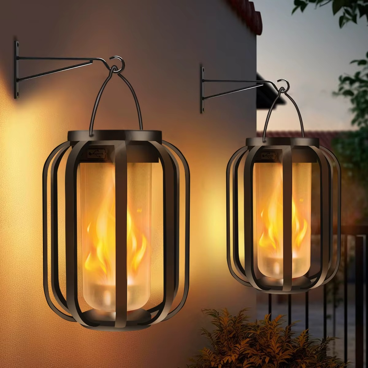 LED Lantern | Solar and USB-Rechargeable Flame-Effect Light