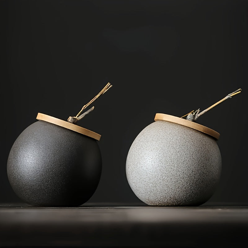 Ceramic Tea, Coffee & Sugar Canisters | Bamboo Lid Storage Jars