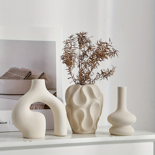 3pcs Boho Ceramic Vase Set | Modern Nordic Minimalist Home Décor