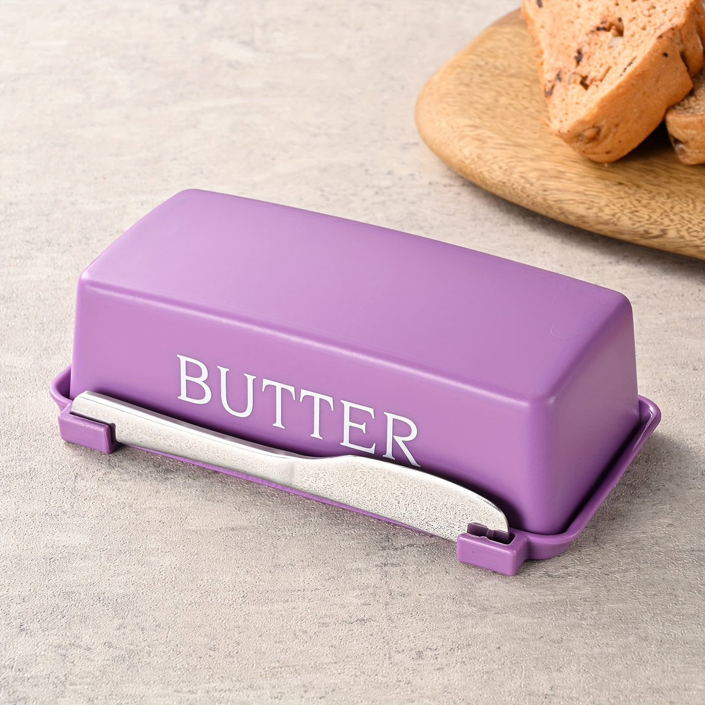 Food-Grade PP Butter Dish with Knife Set | Plastic Butter Container