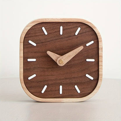 Silent Wooden Table Clock | Solid Walnut & Oak Design