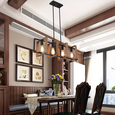 Modern 4-Light Kitchen Island Pendant | Farmhouse Chandelier in Matte Black