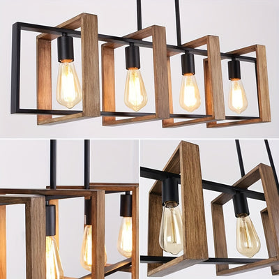 Modern 4-Light Kitchen Island Pendant | Farmhouse Chandelier in Matte Black
