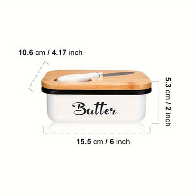 Metal Butter Dish with Lid | Countertop Butter Keeper with Knife