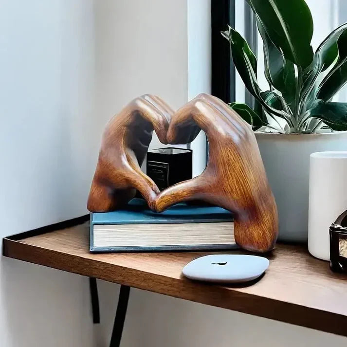 Wooden Heart Hand Sculpture | Decorative Home Ornament