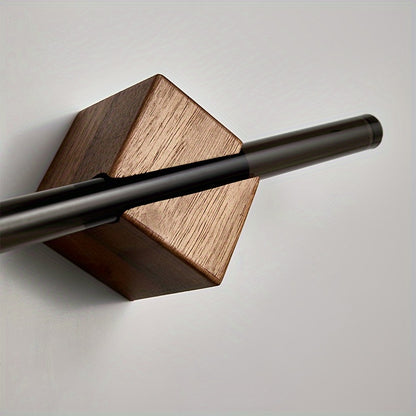 Black Acrylic & Wood Wall-Mounted Towel Bar | Modern Bathroom Towel Holder