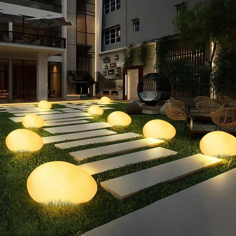Elegant Outdoor Cobblestone LED Garden Light