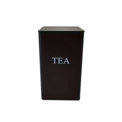 3-Piece Black Square Tea, Coffee & Sugar Storage Tins | Modern Kitchen Canisters Set