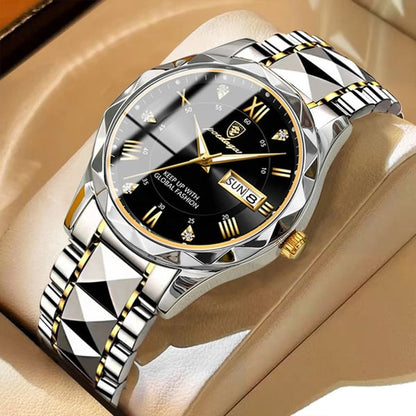 Men’s Stainless Steel Quartz Watch 41mm with Luminescent Hands & Date
