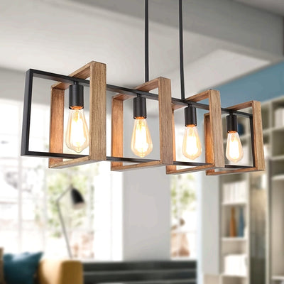 Modern 4-Light Kitchen Island Pendant | Farmhouse Chandelier in Matte Black