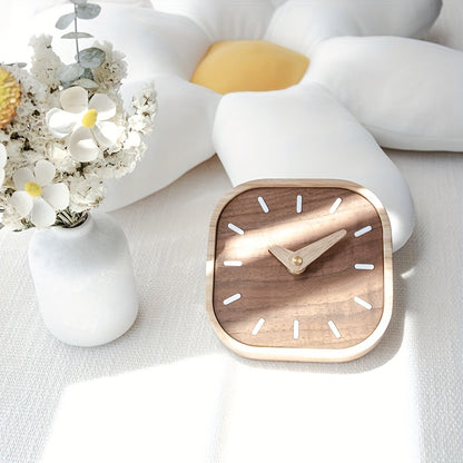 Silent Wooden Table Clock | Solid Walnut & Oak Design