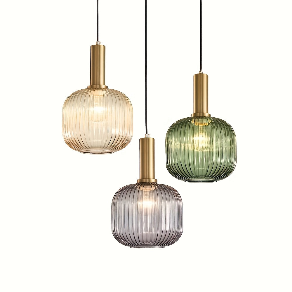 Modern Farmhouse Glass Pendant Light | Golden Finish | Kitchen Island Lighting