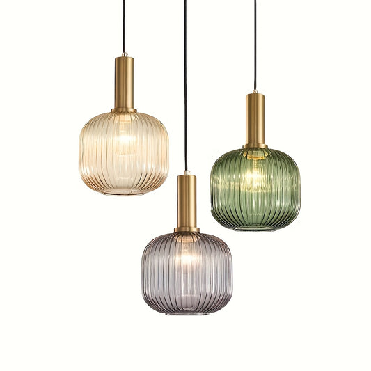 Modern Farmhouse Glass Pendant Light | Golden Finish | Kitchen Island Lighting