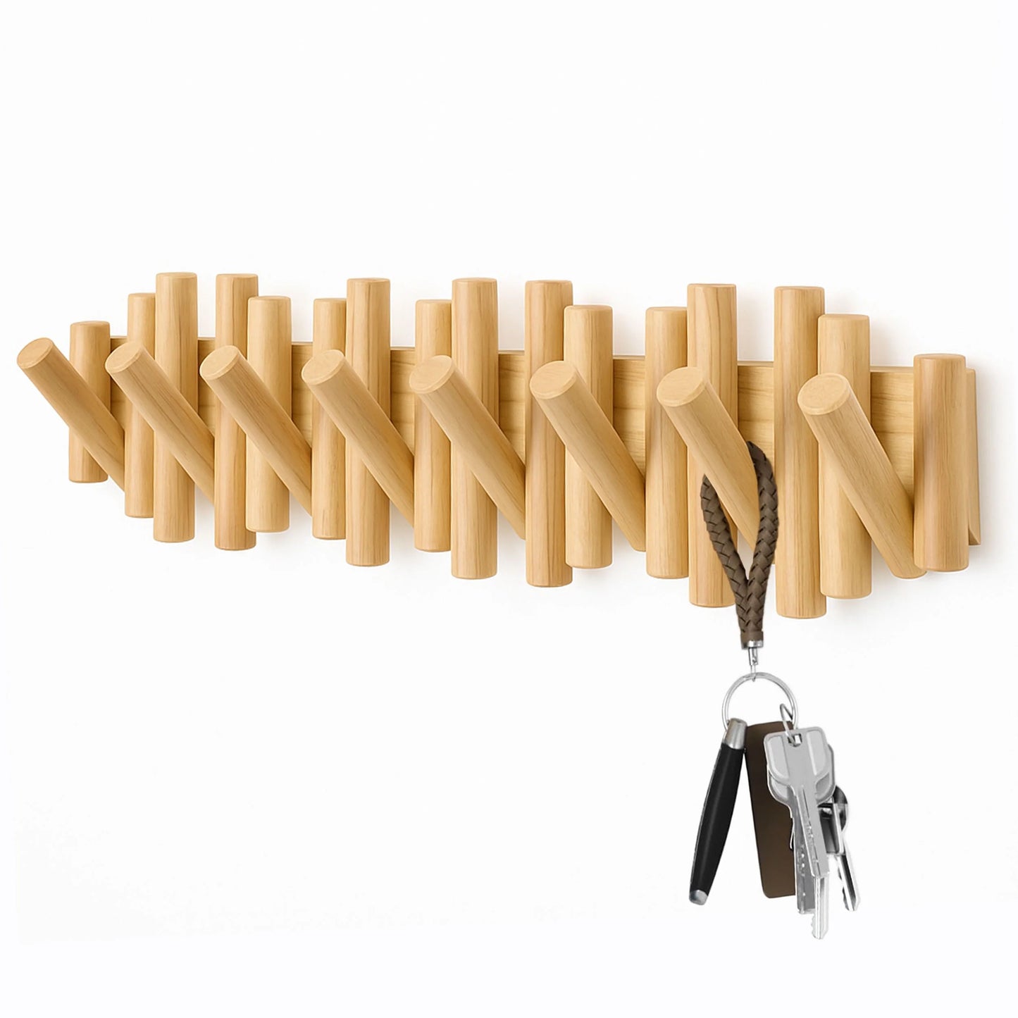 Wooden Wall Coat Rack | Fold-Down Hook Storage