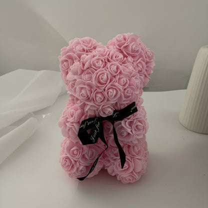 Foam Rose Hugging Decorative Plush Bear