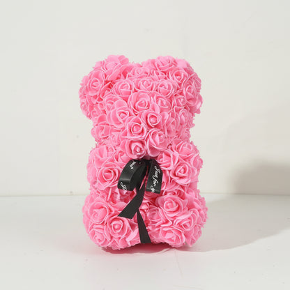 Foam Rose Hugging Decorative Plush Bear