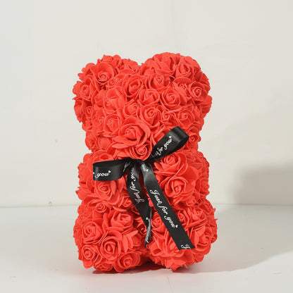 Foam Rose Hugging Decorative Plush Bear