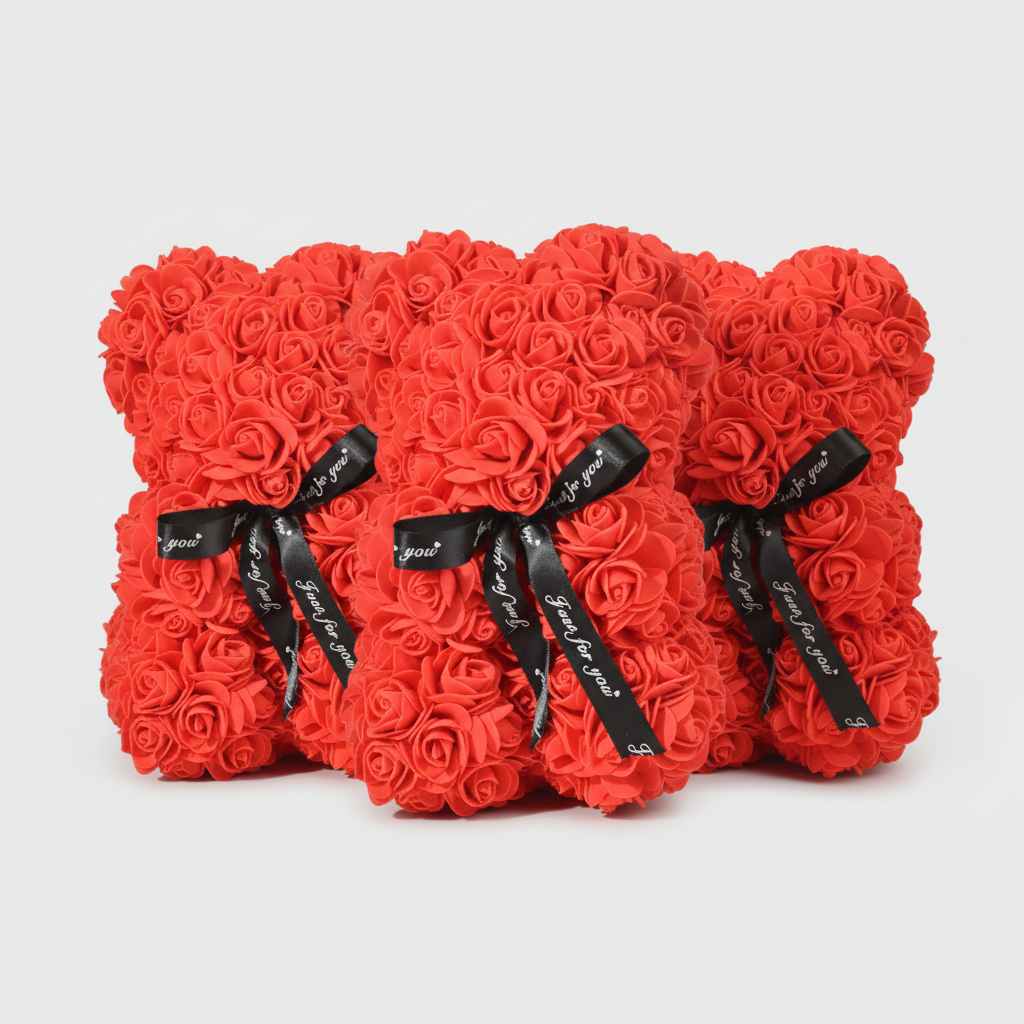 Foam Rose Hugging Decorative Plush Bear