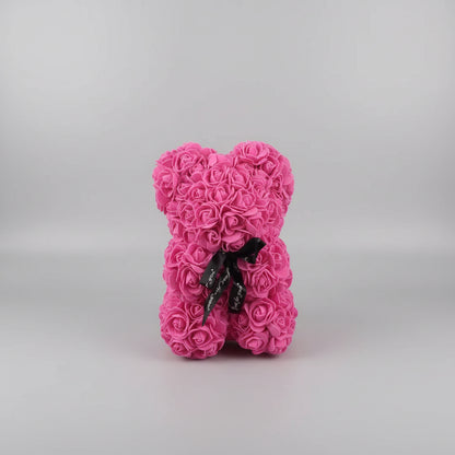 Foam Rose Hugging Decorative Plush Bear