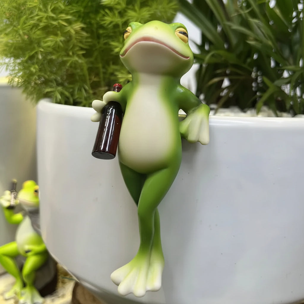 Ornament Frog Plant Display Pot Edge Garden Decor