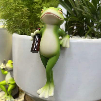 Ornament Frog Plant Display Pot Edge Garden Decor