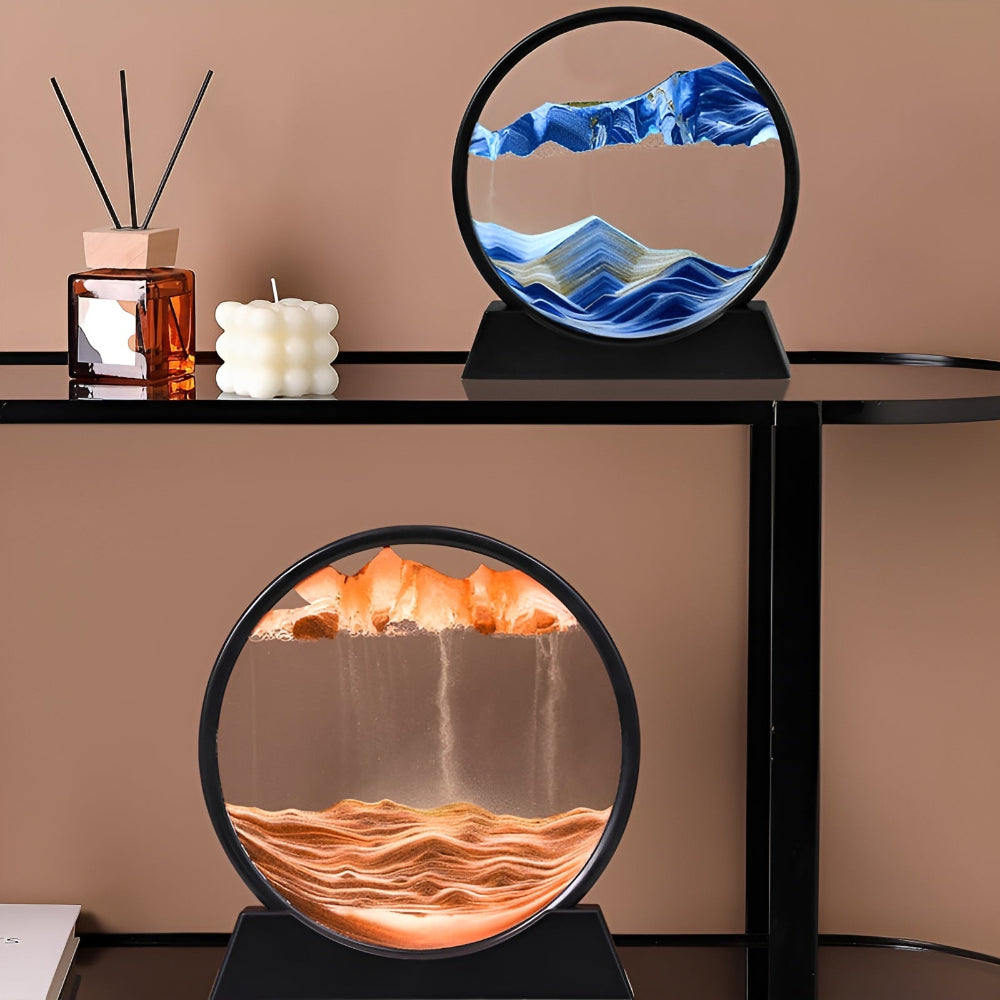 3D Moving Sand Art | Calming Glass Decoration for Home or Office