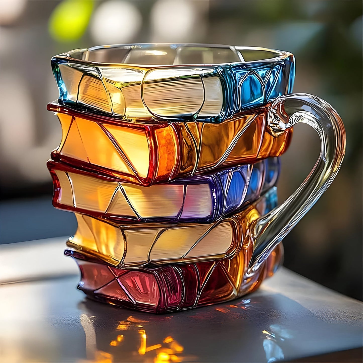 Resin Mug | Colourful 3D Book-Stack Design
