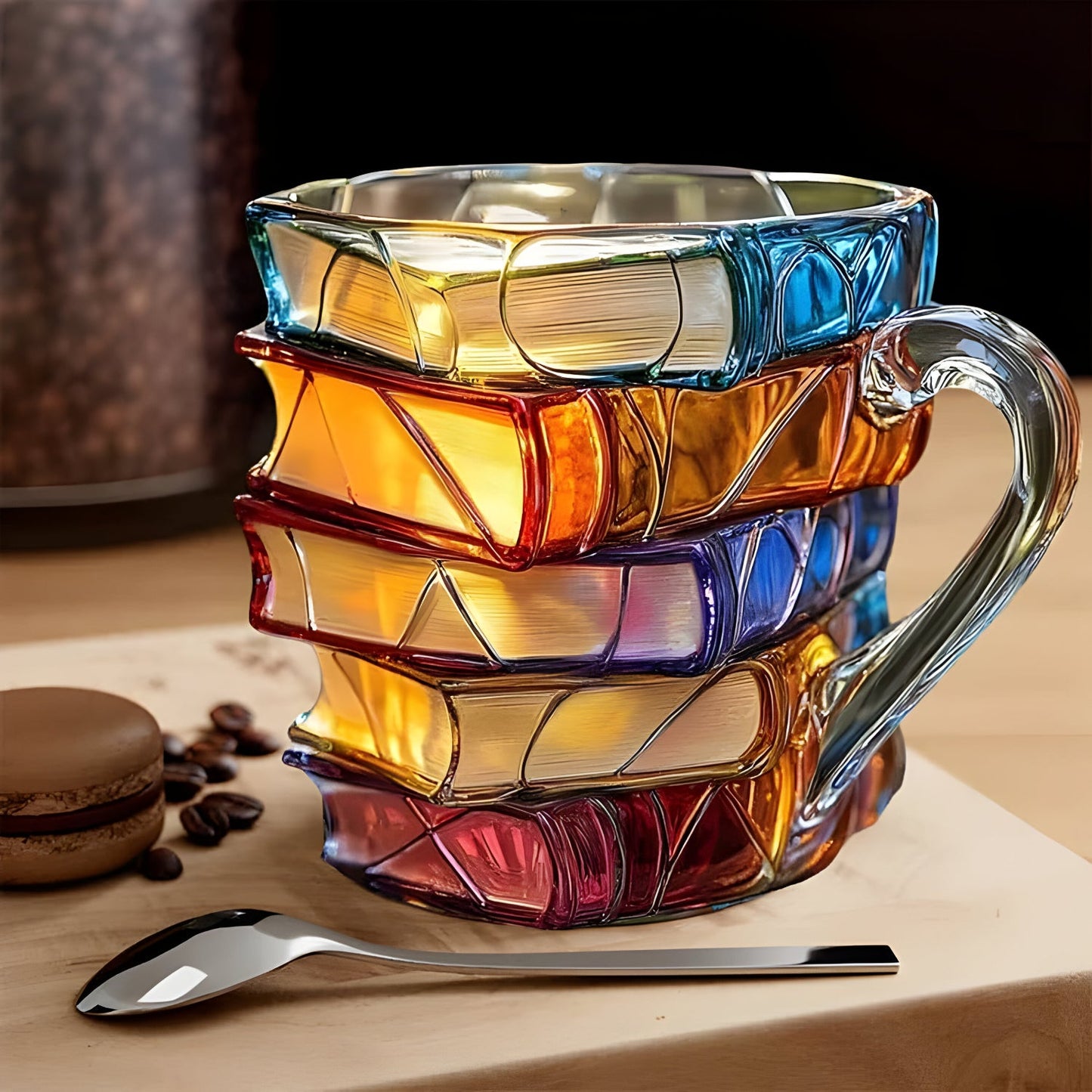 Resin Mug | Colourful 3D Book-Stack Design
