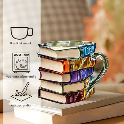 Resin Mug | Colourful 3D Book-Stack Design