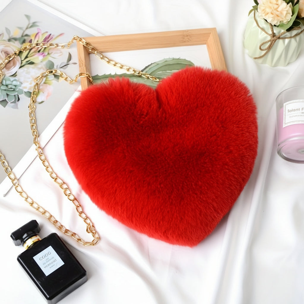 Womens Shoulder Plush Crossbody Bag Valentines Day