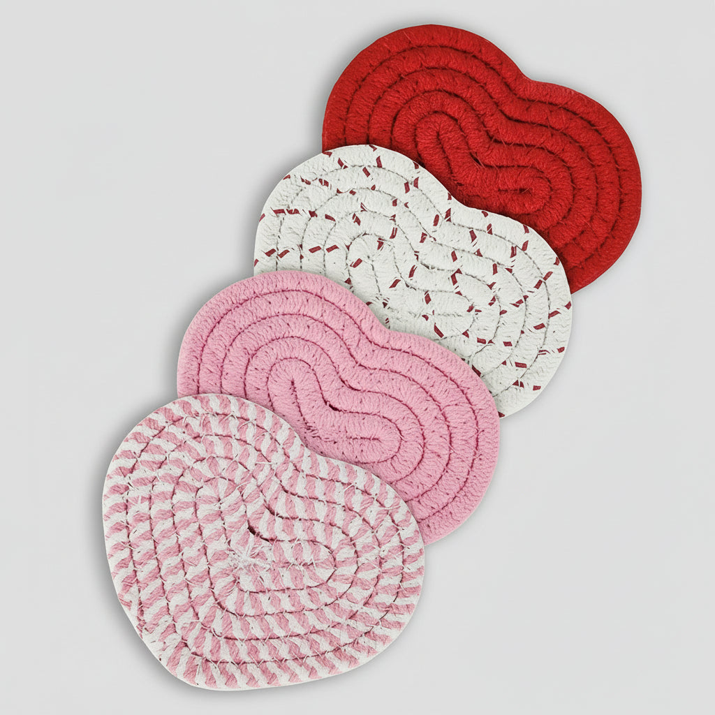 4 Heart Shaped Coasters Romantic Valentines Day