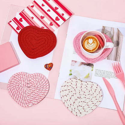 4 Heart Shaped Coasters Romantic Valentines Day