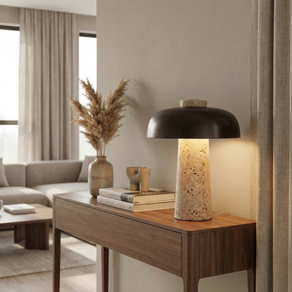 Nordic Travertine Mushroom Table Lamp