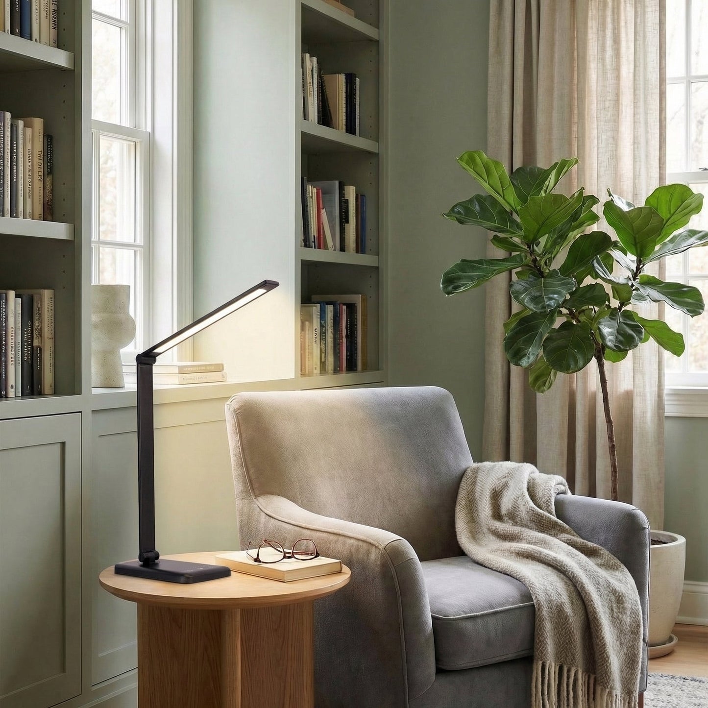 Adjustable LED Desk Lamp with Wireless Phone Charging