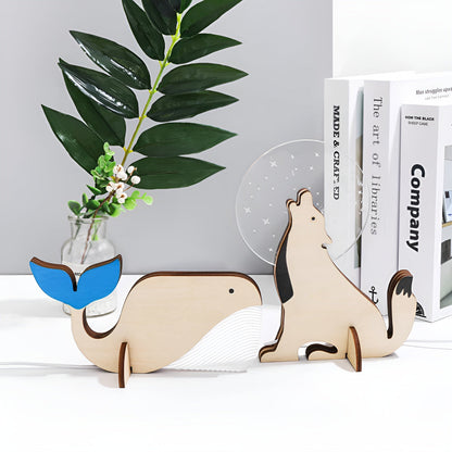 Wooden Animal Table Lamp | Soft LED Night Light for Kids