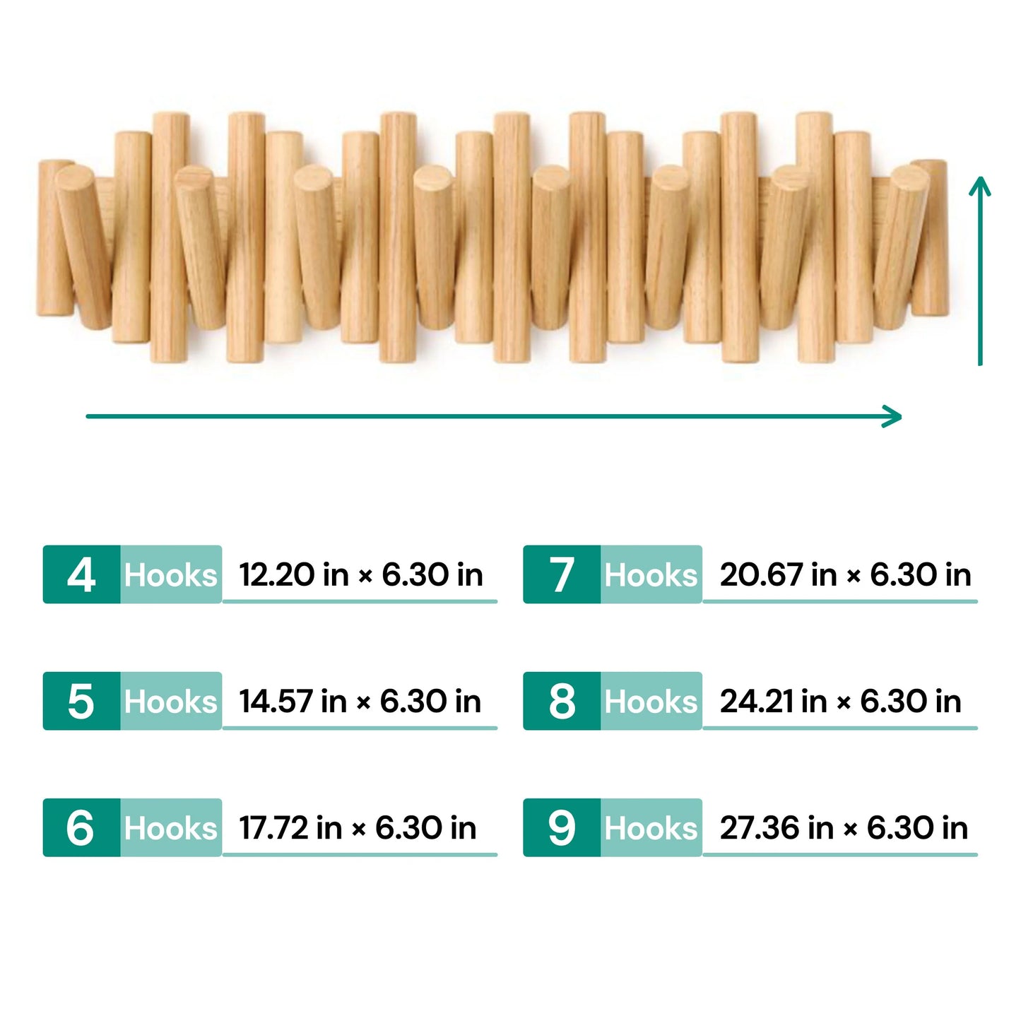 Wooden Wall Coat Rack | Fold-Down Hook Storage