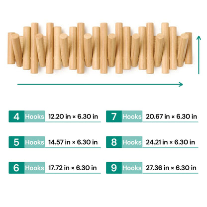 Wooden Wall Coat Rack | Fold-Down Hook Storage