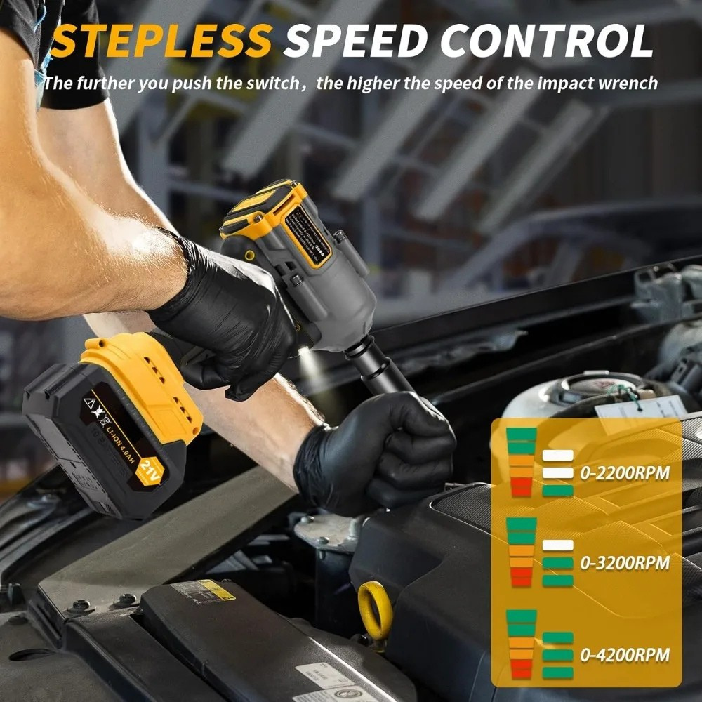 Impact Wrench Cordless Brushless Electric Tool High Torque Set