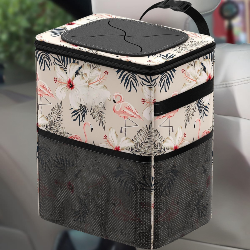 Car Trash Can Leakproof Fabric Hanging Storage Organizer