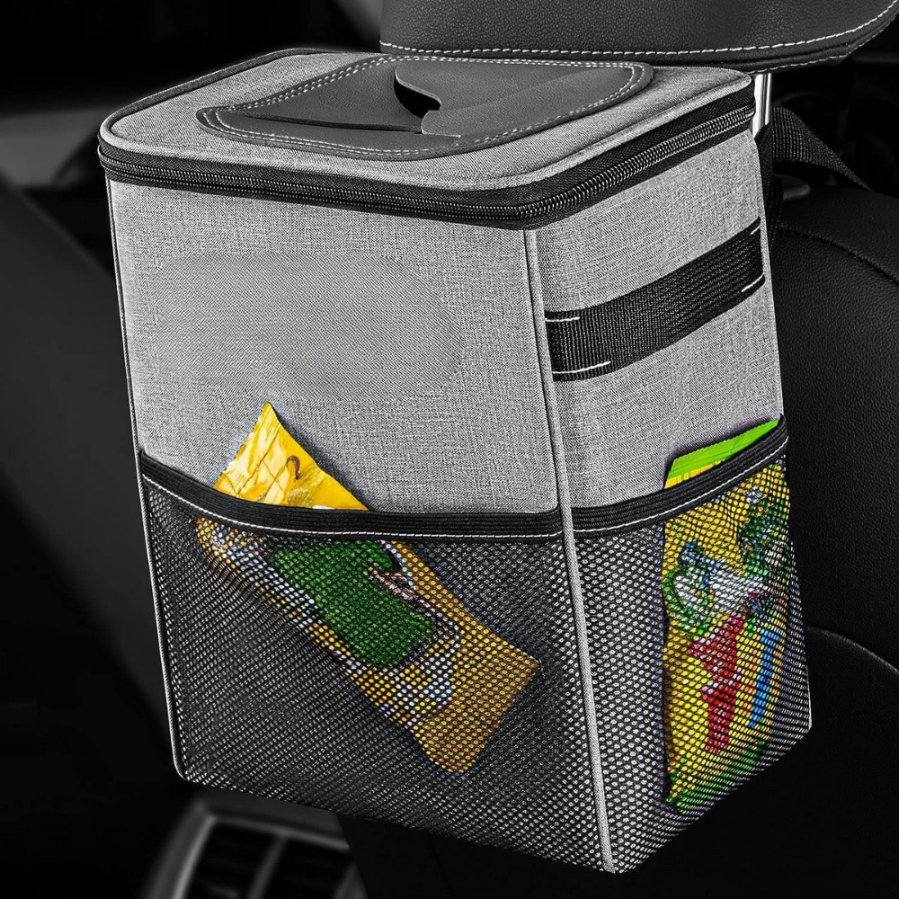 Car Trash Can Leakproof Fabric Hanging Storage Organizer