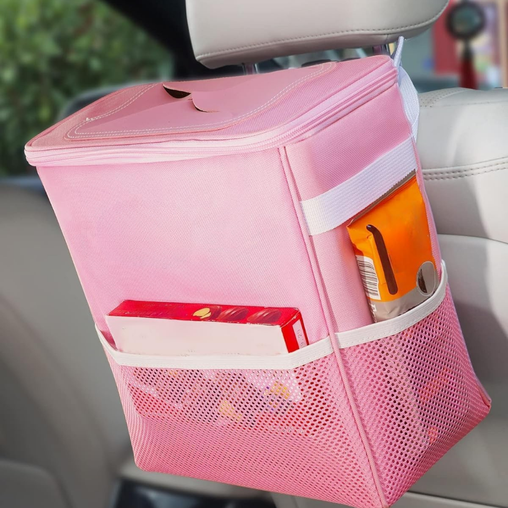 Car Trash Can Leakproof Fabric Hanging Storage Organizer