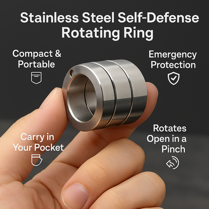 Self-Defense Ring Stainless Steel Foldable Rotatable Personal Safety Tool