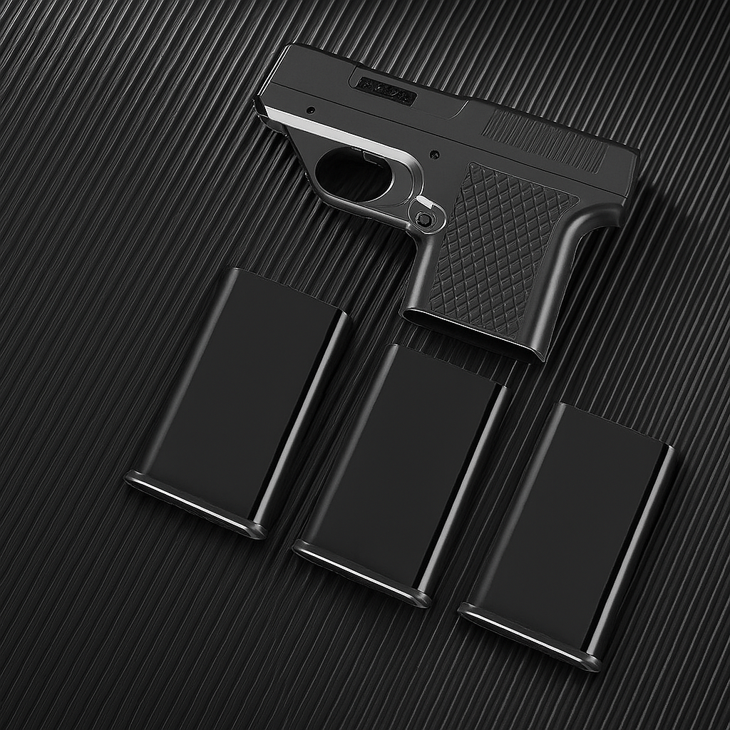 Butane Lighter Jet Flame Metal Gun Style with Storage