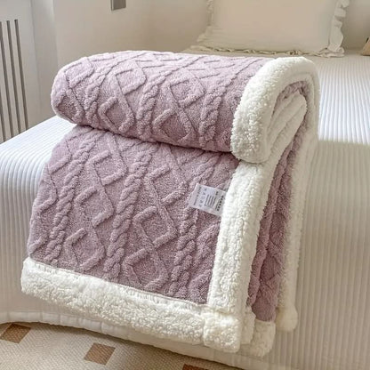 Reversible Sherpa Fleece Blanket | Ultra-Cozy Fluffy Throw